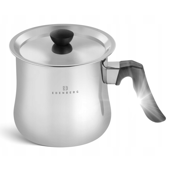 Ibric pentru lapte cu capac si fluier, 1,5L, inox, Edenberg