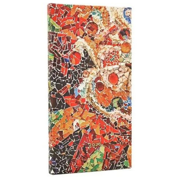 Paperblanks Határidőnapló, karcsú naptár 2026, Gaudi mozaik, 9,5x18cm, 160 oldal