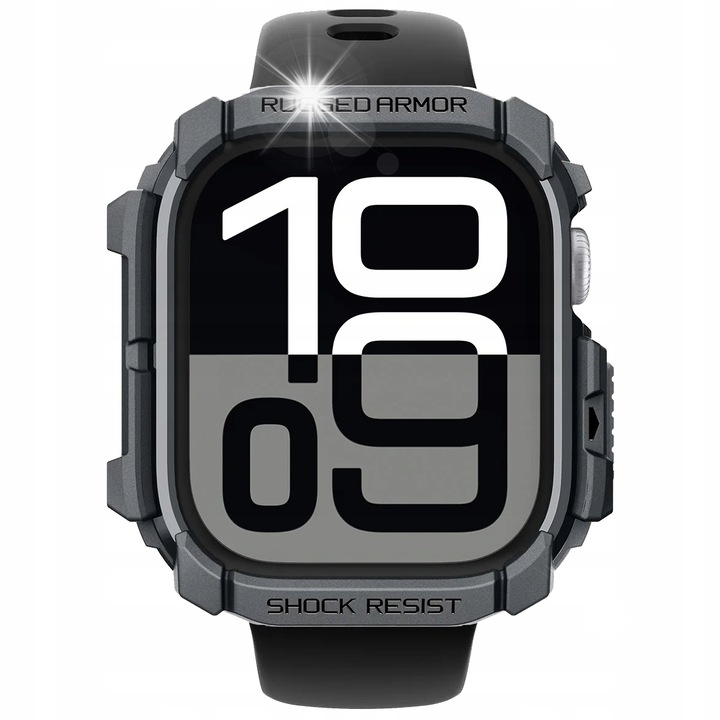 Spigen Rugged Armor tok Apple Watch 10-hez, 46 mm-es sötétszürke