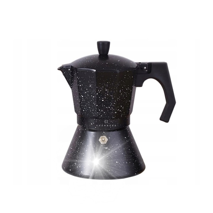 Кафеварка за котлон Edenberg, за 3 чаши, алуминиева, черна, 10x15x16см