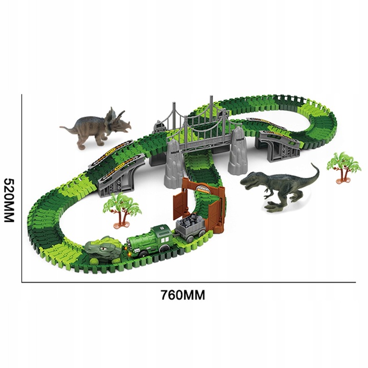 Комплект за изграждане на писта за динозаври, Heckermann, 52x76см, със звукови ефекти