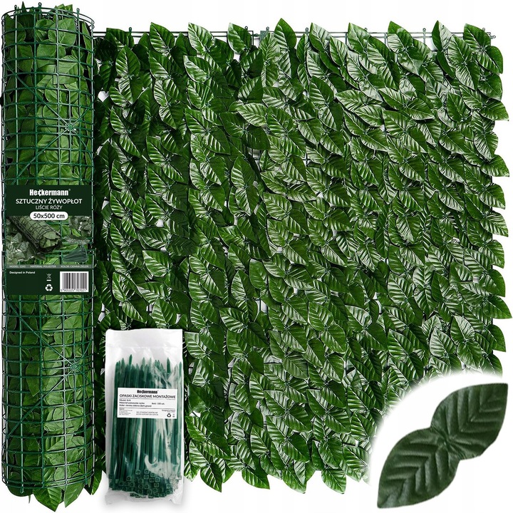 Gard viu artificial Heckermann, 50x300cm, 100 legaturi verzi, protectie privata pentru gradina si balcon
