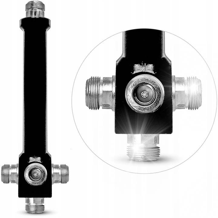 Splitter cu 4 cai Signaflex, 800-2500 MHz, 50 W, 90x85x30 mm, negru