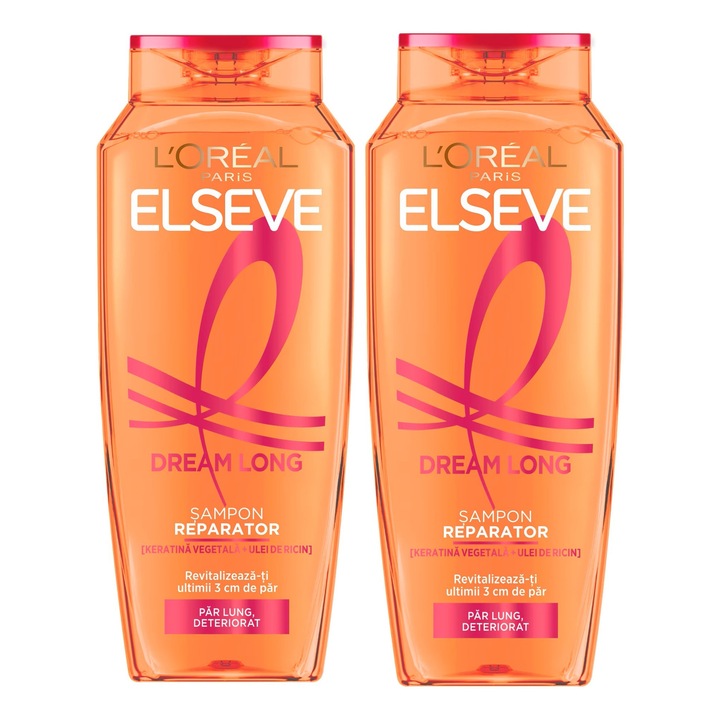Set 2 x Sampon reparator Elseve Dream Long, 250 ml, pentru par lung, degradat