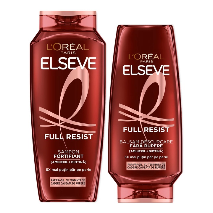 Set sampon si balsam Elseve Full Resist, 400 ml si 200 ml, pentru par fragil cu tendinta de cadere, fara silicon