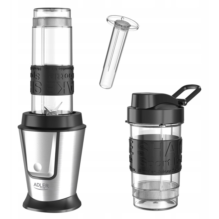 Персонален блендер, Adler AD 4081, 2 бутилки 570мл и 400мл, функция за натрошаване на лед, черен