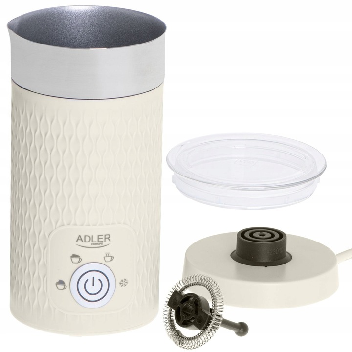 Електрически пенообразувател за мляко 2в1 Adler, бежов, 500W, капацитет 300мл, функция за затопляне