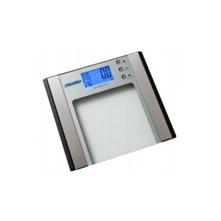 Кантар за тяло Адлер, модел MS 8146, 180кг, измерване на мазнини, закалено стъкло