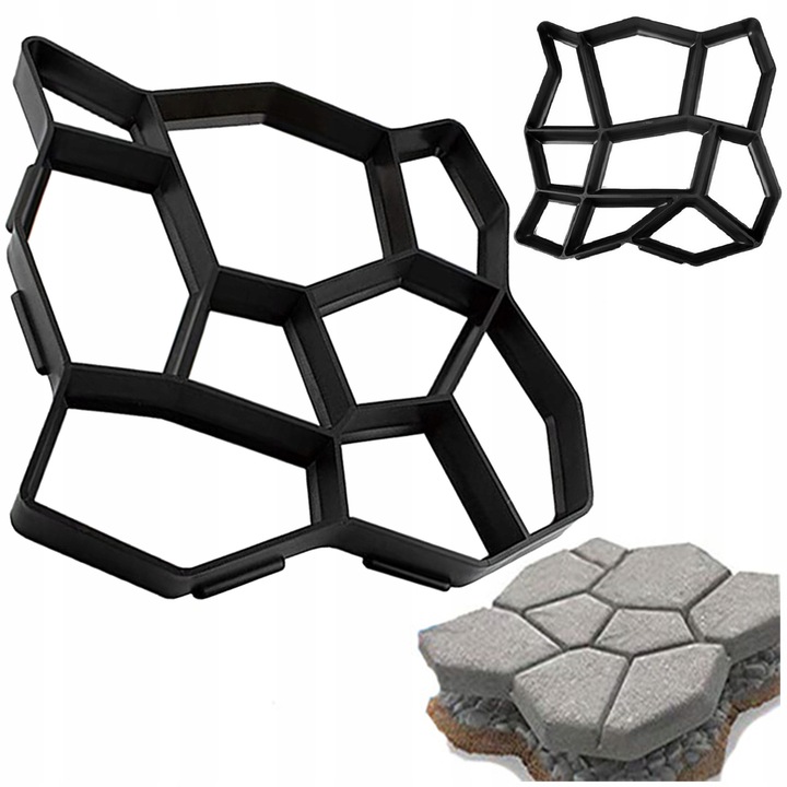 Forma pentru pietre de beton, Heckermann, 50x50x4,5cm, neagra