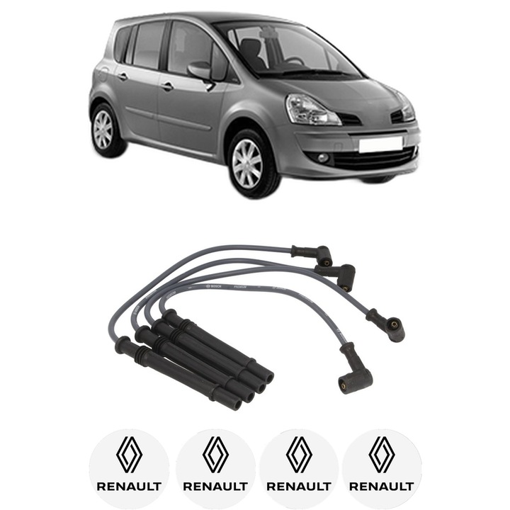 Set fise bujii aprindere RENAULT MODUS / GRAND MODUS (F/JP0_) 1.2 (JP0C, JP0K, FP0C, FP0K, FP0P, JP0P, JP0T) D4F 740 KW 55 CP 75 CMC 1149 din 2004, auto, Bosch, 4 Stickere auto cu RENAULT