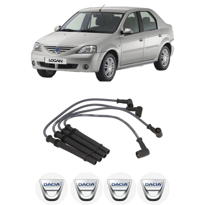 Set fise bujii aprindere DACIA LOGAN (LS_) 1.2 16V LPG D4F 734 KW 55 CP 75 CMC 1149 din 2006, auto, Bosch, 4 Stickere auto cu DACIA