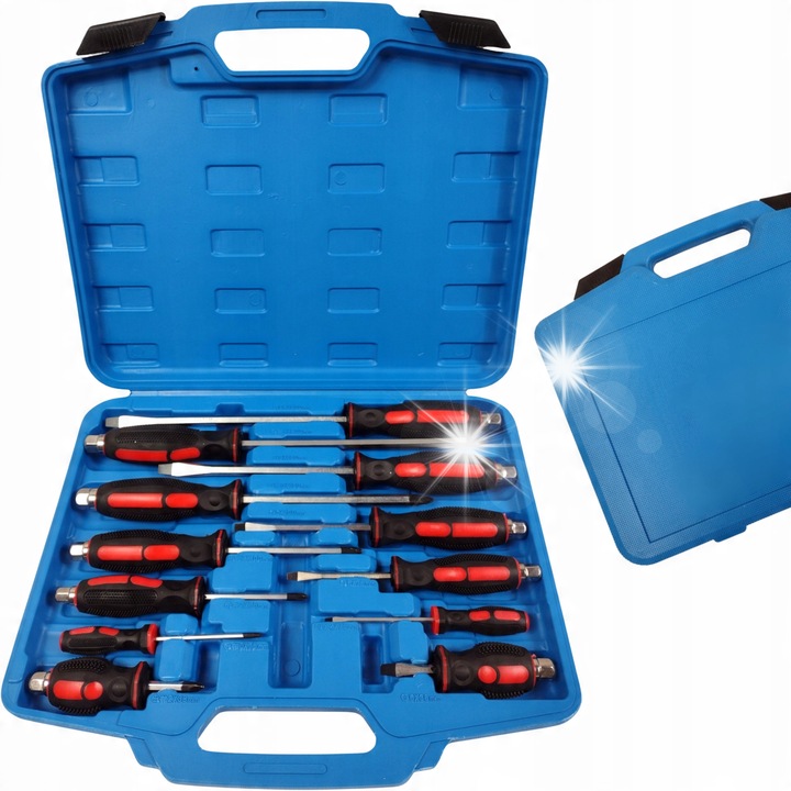 Комплект 12 отвертки с плоска глава и PHILIPS, с куфар, различни размери