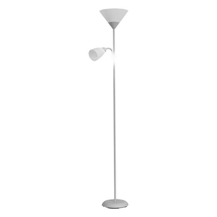 Lampa Stand Podlogowa Virone, 175cm, 2 Klosze, E27 + E14, Gri, Set