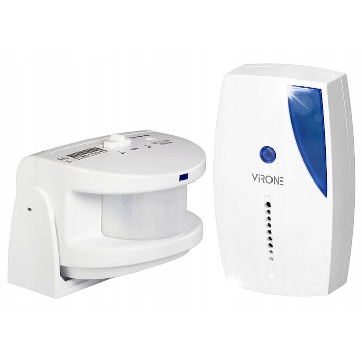 Sistem de semnalizare Virone cu senzor de miscare, wireless, 36 sunete, 7m detectie, 95x55x23mm