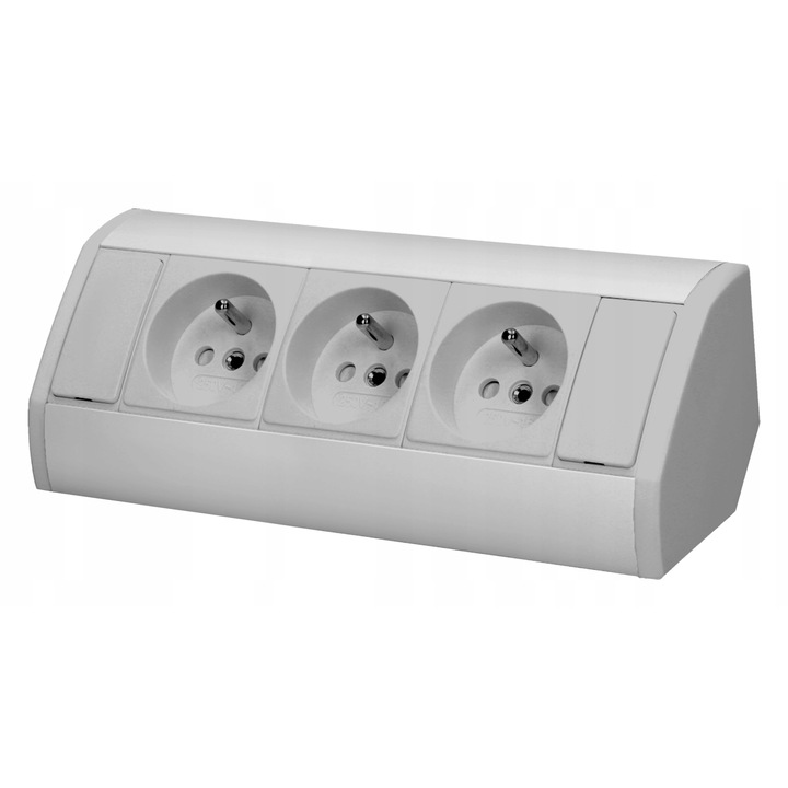 Мебелен ъглов контакт Orno OR-GM-9001/G, 3x 230V, 3680W, сив, 0,6м