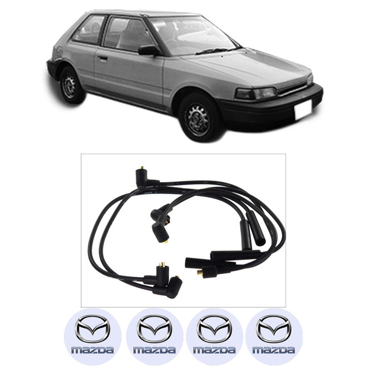 Set fise bujii aprindere MAZDA 323 C IV (BG) 1.6 16V (BG6Z) B6 KW 65 CP 88 CMC 1597 din 1991-1994, auto, Bosch, 4 Stickere auto cu MAZDA