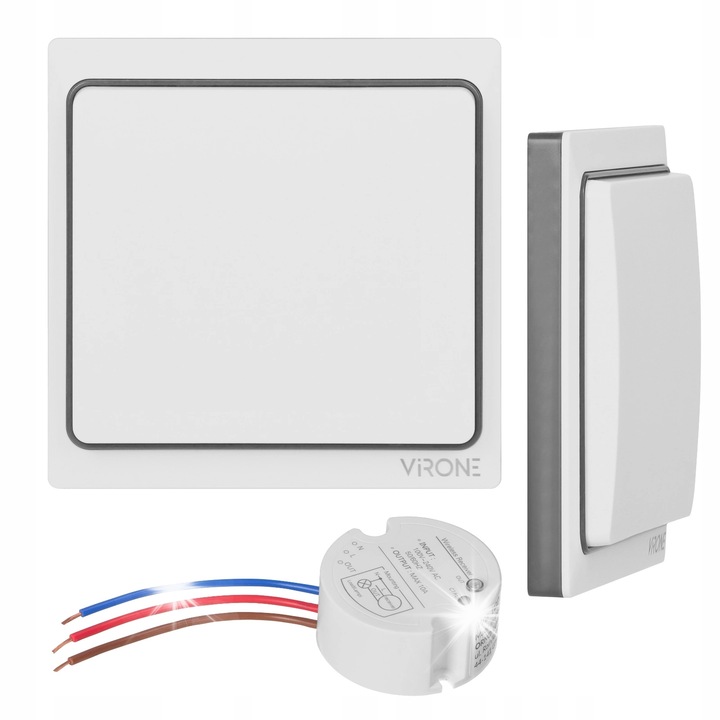 Virone vezeték nélküli kapcsoló, 433MHz, 86x86x17mm