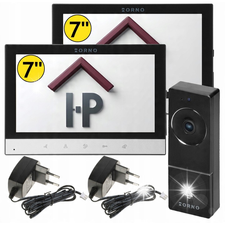 Videointerfon cu 2 monitoare LCD 7", Negru