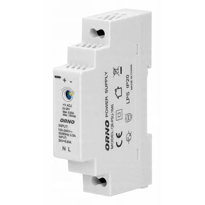 Alimentator pe sina DIN 24V, 0,63A, 15W, IP20