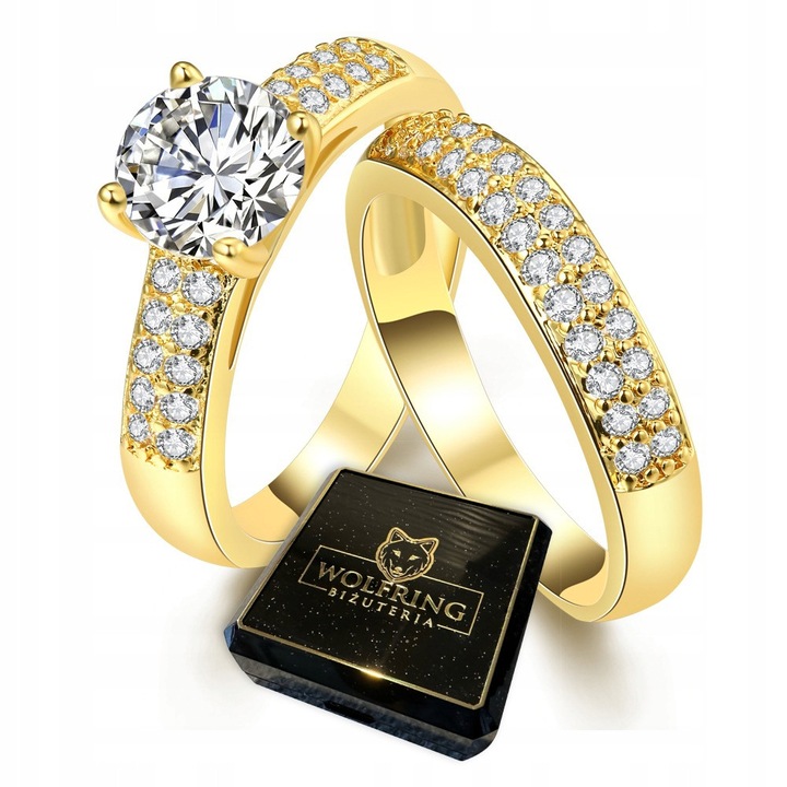 Set de 2 verighete, WOLFRING, dimensiuni 17/19, inox/aur, auriu/argintiu