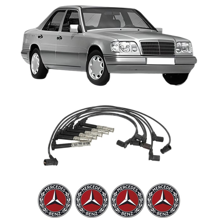 Set fise bujii aprindere MERCEDES-BENZ 124 Saloon (W124) 300 E-24 (124.031) M 104.980 KW 162 CP 220 CMC 2960 din 1988-1992, auto, Bosch, 4 Stickere auto cu MERCEDES-BENZ