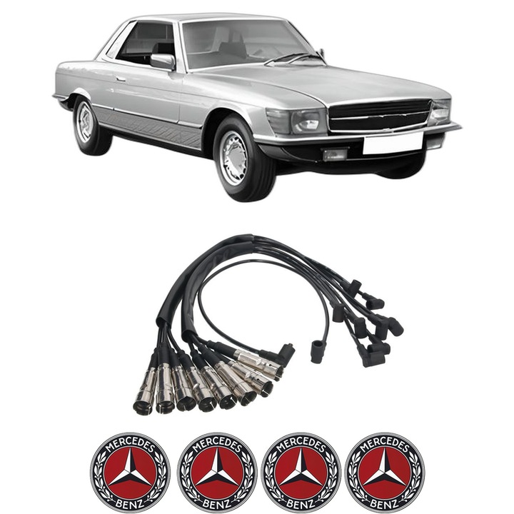 Set fise bujii aprindere MERCEDES-BENZ SL Coupe (C107) 380 SLC (107.025) M 116.960 KW 160 CP 218 CMC 3818 din 1980-1981, auto, Bosch, 4 Stickere auto cu MERCEDES-BENZ