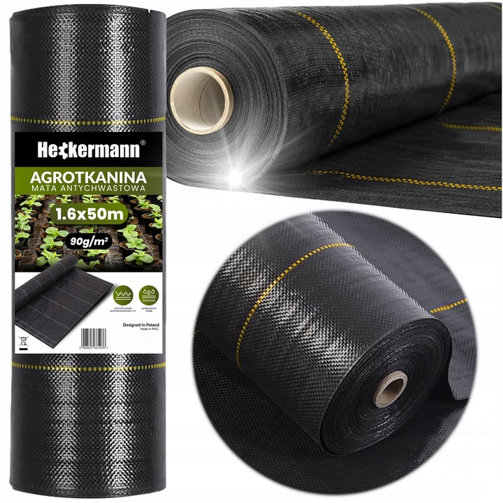Plasa pentru solar, Heckermann 1,1x50m 90g/m2, negru, rezistenta la UV