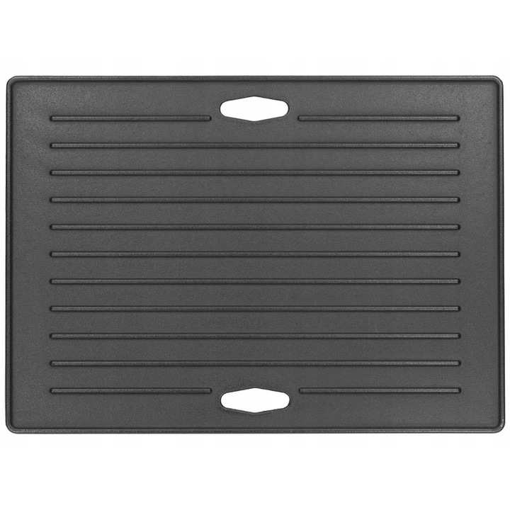 Placa de fonta pentru gratar pe gaz, Heckermann, 29,5x40,2 cm, negru