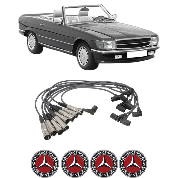 Set fise bujii aprindere MERCEDES-BENZ SL (R107) 420 SL (107.047) M 116.964 KW 160 CP 218 CMC 4196 din 1986-1989, auto, Bosch, 4 Stickere auto cu MERCEDES-BENZ