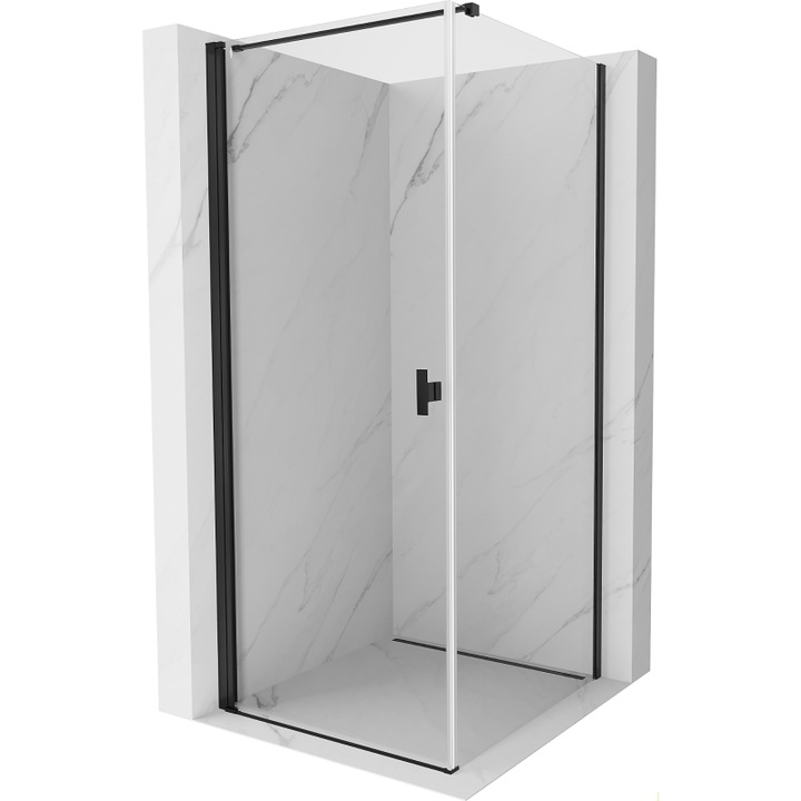 Mexen Mist-B cabina de dus cu deschidere 80 x 80 cm, transparenta, neagra - 8A2T-080-080-70-00