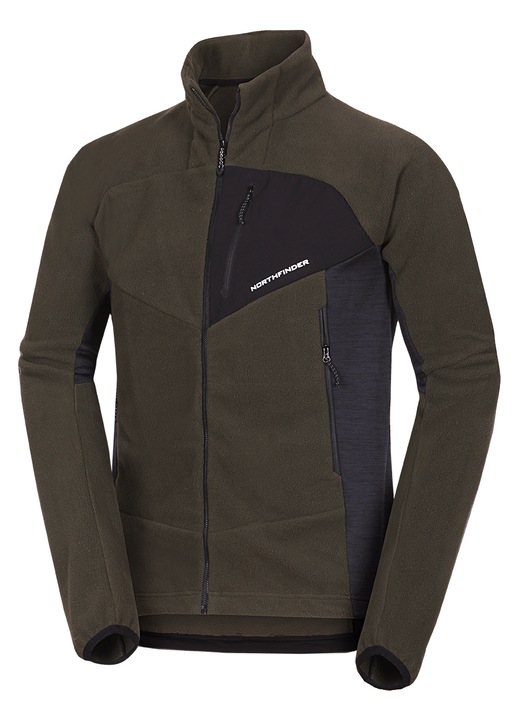 Men's fleece multisport active sweater JEDRZEJ, Negru mat