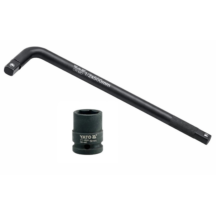 Cheie de roti ramforsata L 500 1/2 + tubulara de impact scurta 19 mm