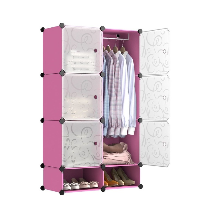 Dulap Modular, 6 Usi, Naimeed D7138, 127x75x37cm, Roz