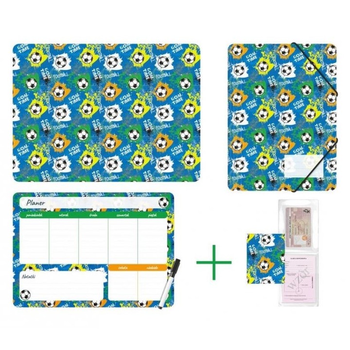 Set scolar BIURFOL, fotbal, accesorii practice, multicolor