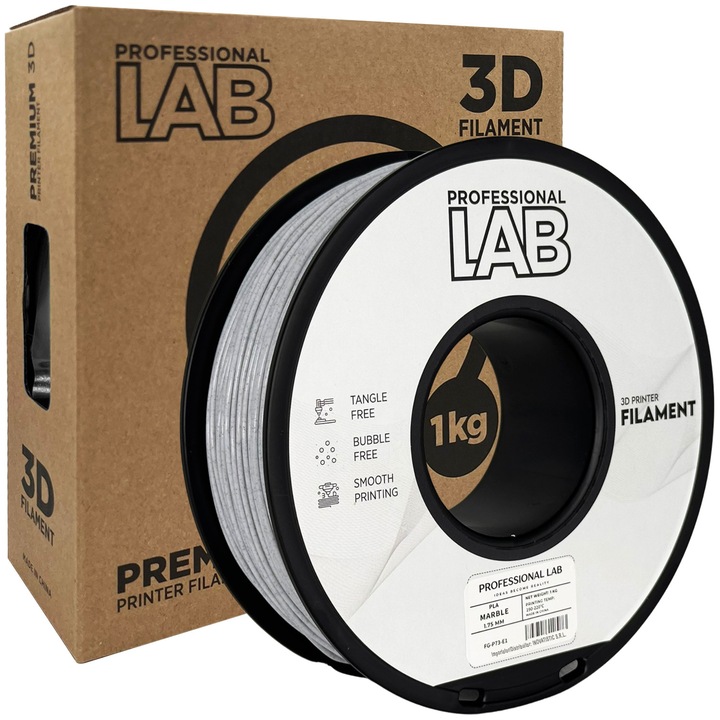 Rola filament, PLA Marmura, 1kg, Professional Lab PLA Marble, diametru 1.75mm, compatibil cu majoritatea imprimantelor 3D FDM