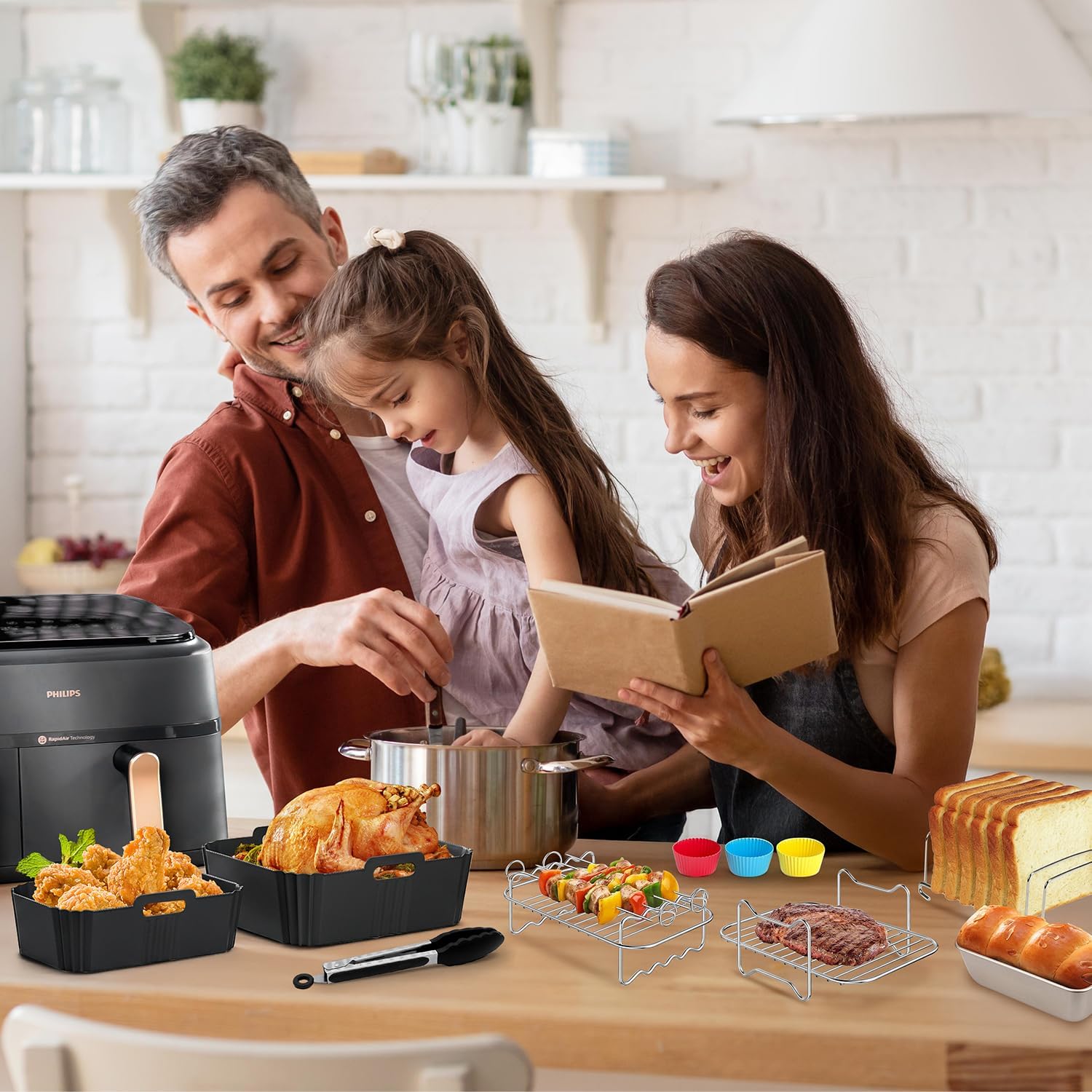 Silikonfor Heißluftfritteuse Zubehör für Philips Dual Basket Airfryer