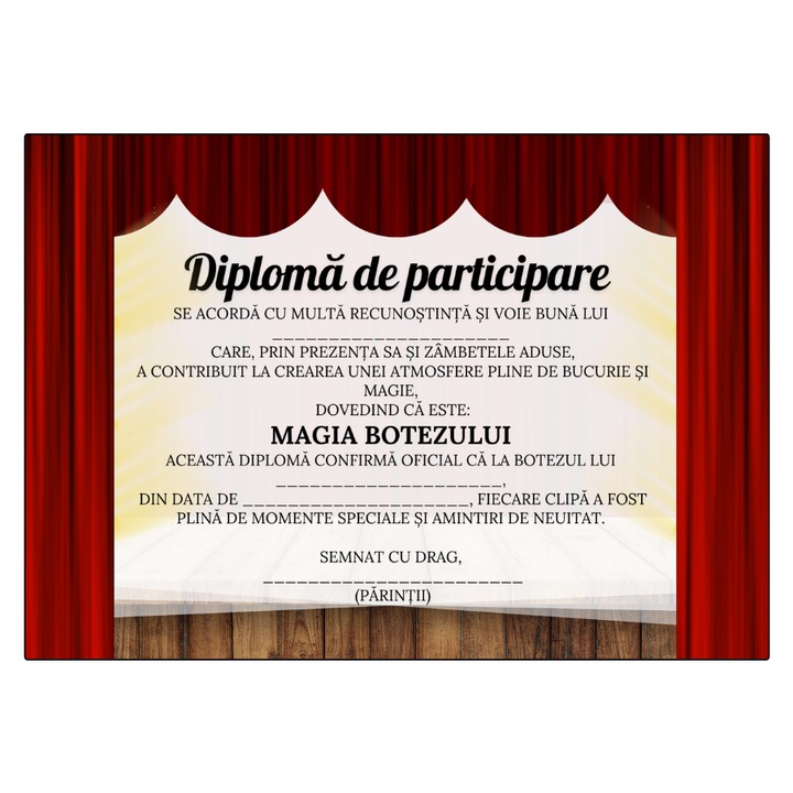 Set 10 diplome A4 pentru botez cu titluri amuzante