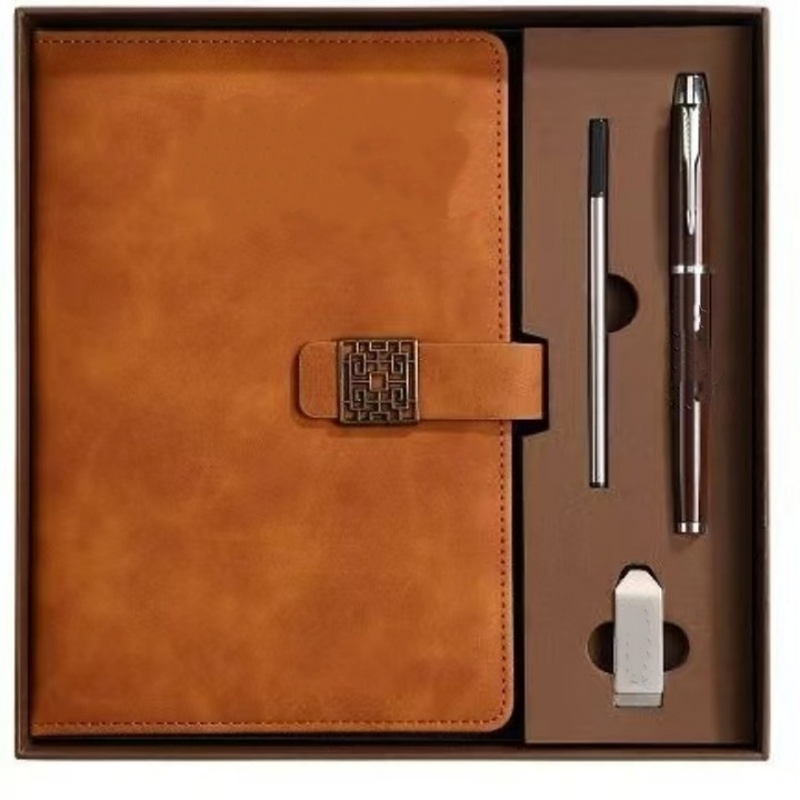 Set cadou cutie caiet, jurnal, pix cu semnatura, set unitate flash USB, cadou rafinat