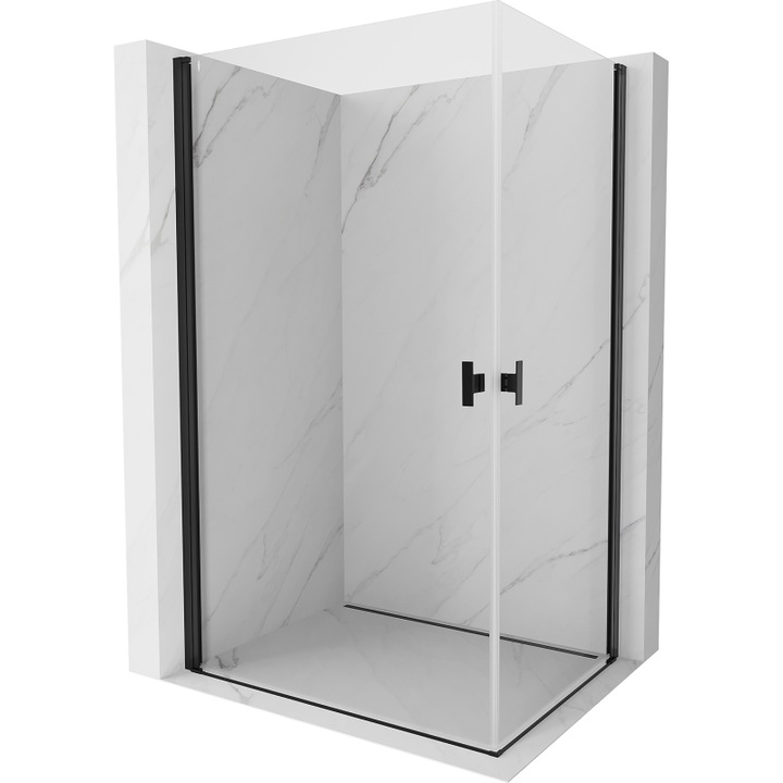 Cabina de dus Mexen Mist-B, 90x70cm, transparenta, neagra, 200cm inaltime, usi oscilante