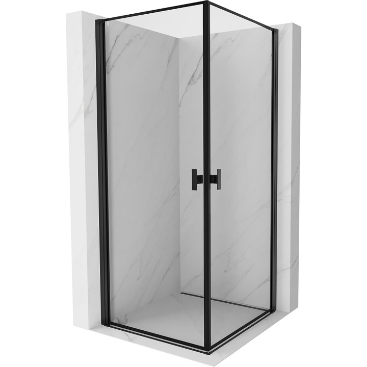Mexen Mist-B Duo cabina de dus cu usi batante 70 x 70 cm, rama neagra, negru - 8A2-070L-070P-70-70