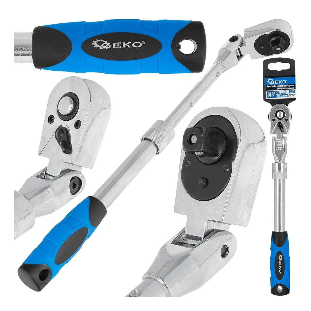 Cheie cu clichet telescopic Geko G10129, cap flexibil, 3/8
