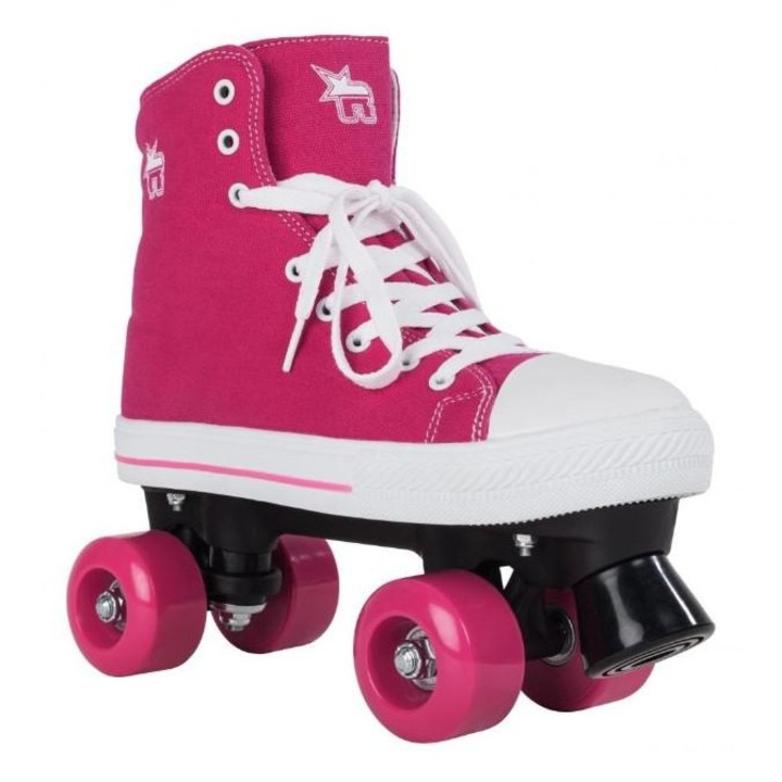 Patine cu rotile Pegas Rookie 33 roz, material textil, roti 54mm
