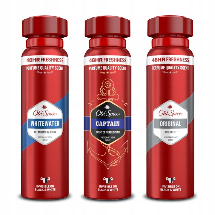 Old Spice Mix Deodoráns spray szett férfiaknak, 150ml x3, Whitewater, Captain, Original, 48 órás frissesség
