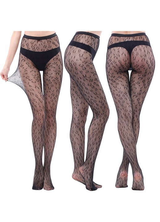 Dresuri dama, Erochic, imprimeu leopard, 20 DEN, negru, poliamida, UNI Standard