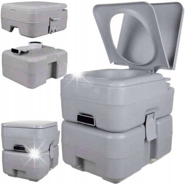 Toaleta turistica portabila modulara 20L, capacitate mare, greutate usoara, gri, 42,5x34,5x43cm