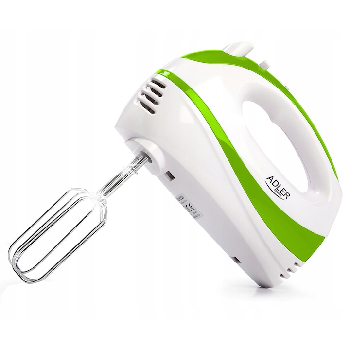 Кухненски миксер Adler, 300W, 5 скорости, функция Турбо, комплект аксесоари, зелен