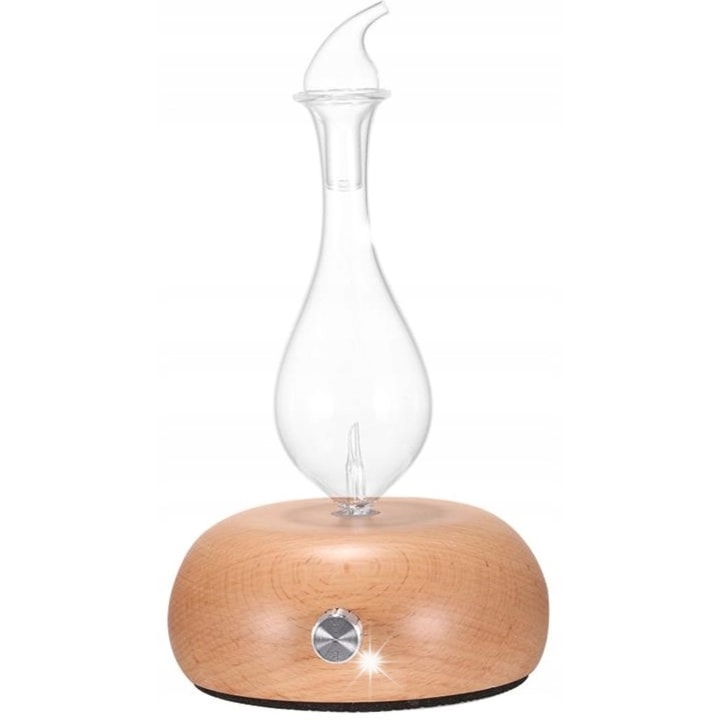 Zaxer aromaterápiás nebulizátor, vízmentes, üveg és fa, 30 ml űrtartalom, barna