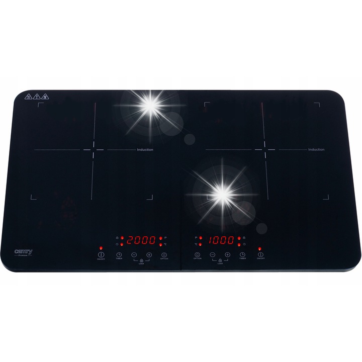 Camry elektromos főzőlap, CR 6514 modell, 2 főzőzóna, fekete, 605x370x45mm