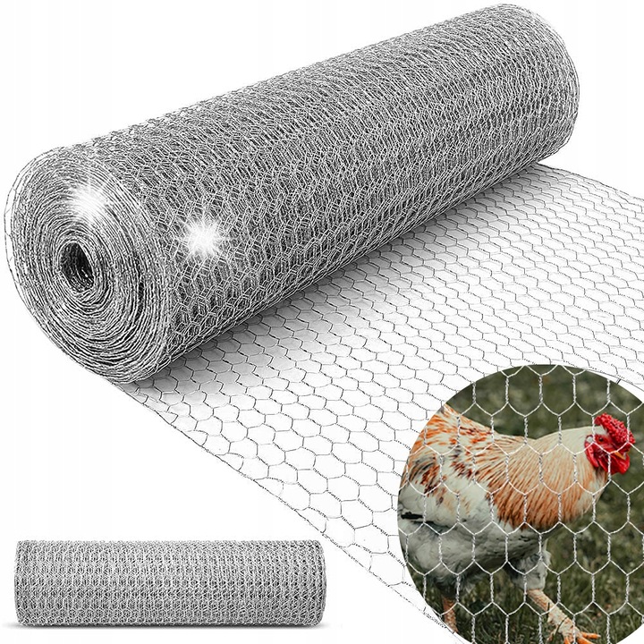 Hatszögletű drótháló volierhez, 25m x 1m, ezüst, állatokhoz és növényvédelemhez