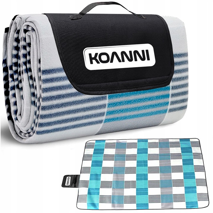 Одеяло за пикник, Koanni 200x200см, водоустойчиво, с дизайн на райета